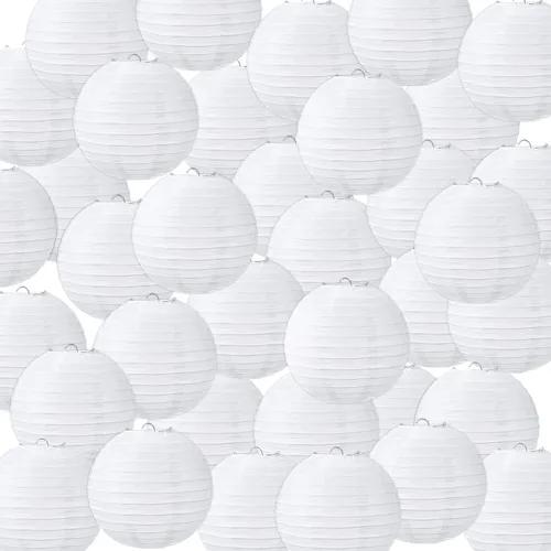 Miniatura 12 de Treela Faroles de papel japoneses chinos blancos decorativos colgantes redondos de papel para decoración de bodas, fiestas de cumpleaños