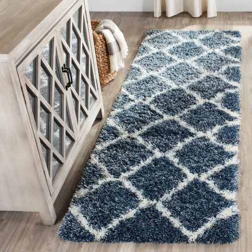 Miniatura 3 de SAFAVIEH Colección Montreal Shag SGM866C Trellis que no desprende pelusa para sala de estar, dormitorio, comedor y entrada, alfombra decorativa