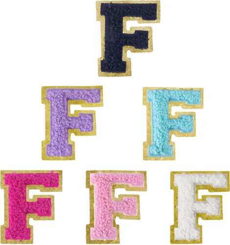 Miniatura 234 de 6 piezas de parches de letras de chenilla autoadhesivas, parches de letras preppy de 2 pulgadas para bolsos, ropa y sombreros, grandes pegatinas