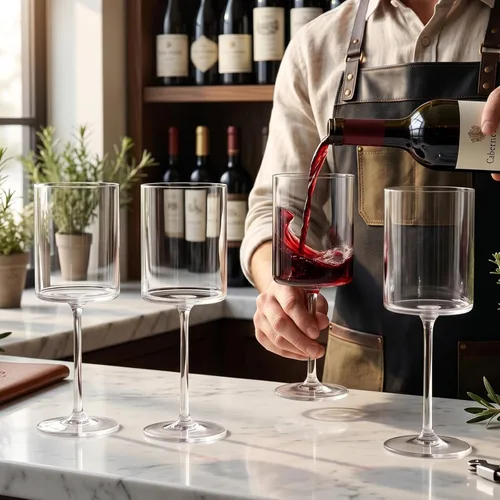 Miniatura 8 de Copas de vino acrílicas de Tritan cuadradas irrompibles, estilo europeo, juego de 4, 100 % estadounidenses, 18 onzas, aptas para lavavajillas