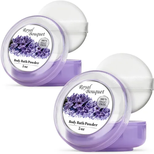 Miniatura 7 de R-NEU Polvo corporal para mujer con soplo de polvo, 100% libre de talco, elegante polvo perfumado de ramo real, después del baño, para piel suave, 1