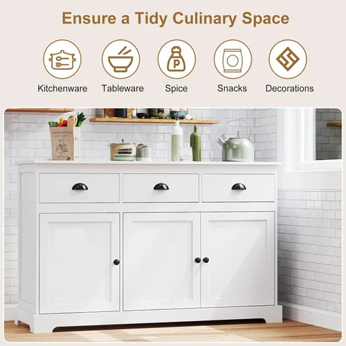 Miniatura 4 de Giantex Aparador buffet para servidor de almacenamiento, mesa de consola para el hogar, cocina, comedor, muebles de entrada con 2 armarios y 3