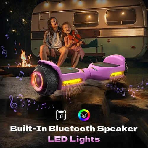 Miniatura 2 de Gyroor Scooter de equilibrio automático G13 todo terreno con luces LED, autoequilibrio todoterreno con Bluetooth para niños de 6 a 12 años y Rosa