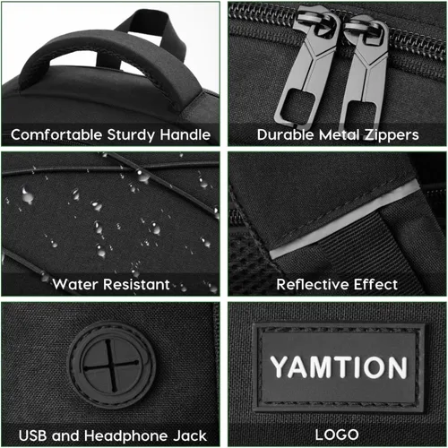 Miniatura 4 de YAMTION Mochila escolar para hombres y mujeres, mochila universitaria para adolescentes, mochila para computadora portátil, mochila escolar con Negro