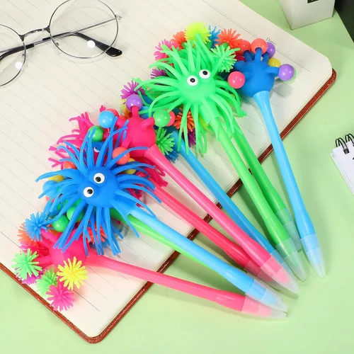 Miniatura 2 de Bolígrafos creativos de tinta de gel de dibujos animados, 9 unidades, lindos bolígrafos de goma suave, divertidos en forma de animal para escritura