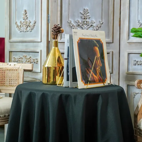 Miniatura 6 de JYFLZQ Mantel redondo negro de 70 pulgadas para mesas de 4 pies, lavable a máquina, duradero, tela de poliéster gruesa, para fiestas, banquetes