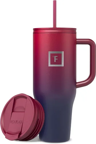 Miniatura 22 de IRON °FLASK Co-Pilot - Vaso aislante de 40 onzas con pajita y tapas abatibles - Botella con portavasos para bebidas frías o calientes - A prueba