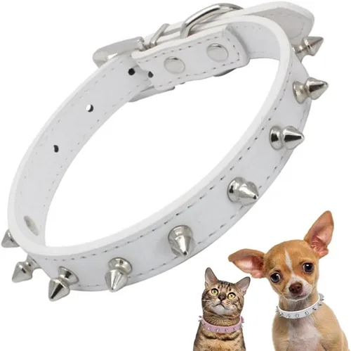 Miniatura 10 de Collar de perro con pinchos para perros medianos, remache de hongos, piel sintética suave, collar de gato con tachuelas, ajustable para perros Azul