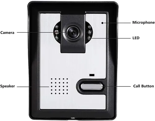 Miniatura 6 de Sistema de videoportero, monitor LCD transparente de 4.3 pulgadas, kit de timbre de video portero con cable, visión nocturna por infrarrojos, cámara