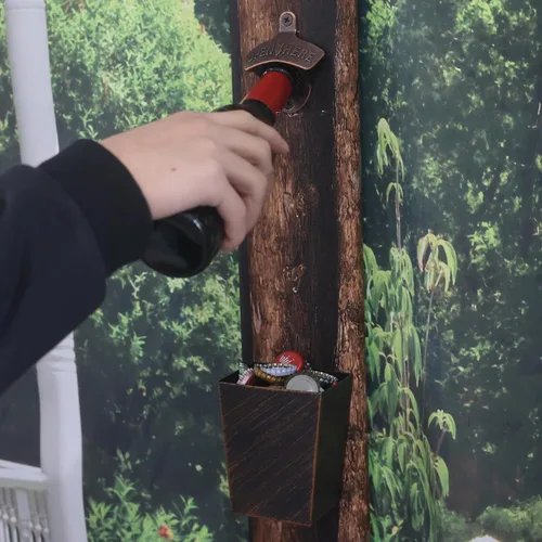 Miniatura 3 de Abridor de botellas vintage montado en la pared de acero inoxidable con tornillos Cobre Antiguo