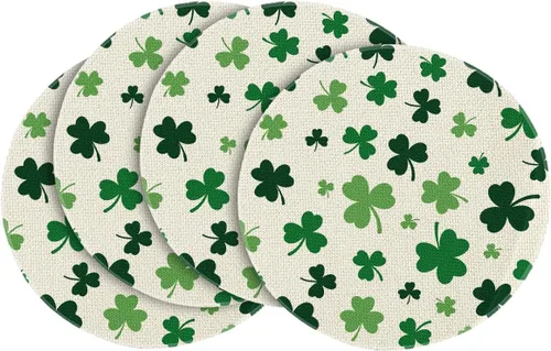 Miniatura 11 de Artoid Mode Juego de 4 manteles individuales del día de San Patricio con trébol beige de 12 x 18 pulgadas para decoración de fiestas, cocina, comedor