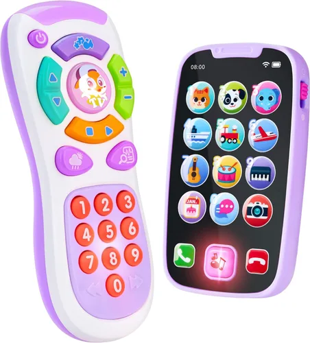 Miniatura 10 de JOYIN Teléfono de aprendizaje para bebé y juguete de control remoto para niños pequeños, divertidos juguetes de teléfono inteligente con música