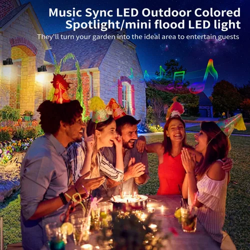 Miniatura 5 de Luces inteligentes para exteriores, luces de patio trasero de 15 W con enchufe de EE. UU., control de aplicación de 12 V, focos