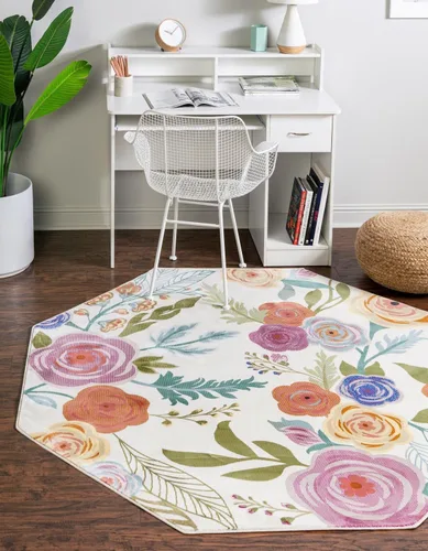 Miniatura 26 de Unique Loom Blossom Collection - Alfombra Ashley (2' 7" x 12' 2", alfombra de pasillo, azul/oliva)