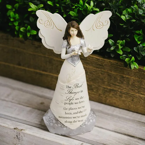 Miniatura 7 de Pavilion Gift Company Elements 82328 - Figura de ángel con mariposas, las mejores cosas de la vida, 8 pulgadas, color blanco