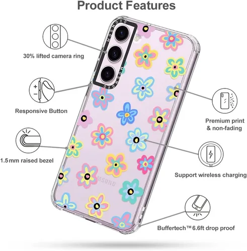 Miniatura 6 de MOSNOVO Funda para celular Samsung Galaxy S23, con protección Buffertech contra caídas de grado militar (6.6 pies), no se descascara, de poliuretano