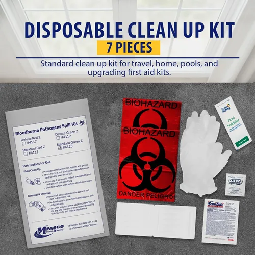 Miniatura 3 de MFASCO Kit de derrames de patógenos transmitidos por la sangre, bolsa de limpieza, kit desechable de limpieza de vómitos para restaurantes