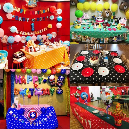 Miniatura 2 de Vpang 2 manteles de plástico con lunares, desechables, rectangulares y gruesos para cocina, picnic, boda, fiesta de cumpleaños, catering, eventos