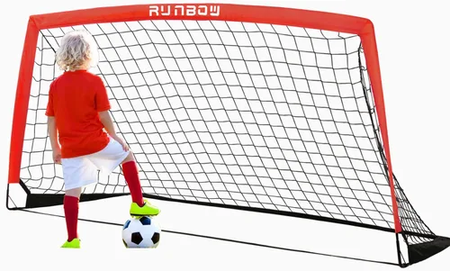 Portería de fútbol infantil de 6 x 4 pies con bolsa de transporte, red de fútbol plegable portátil para entrenamiento de práctica en el patio Rojo