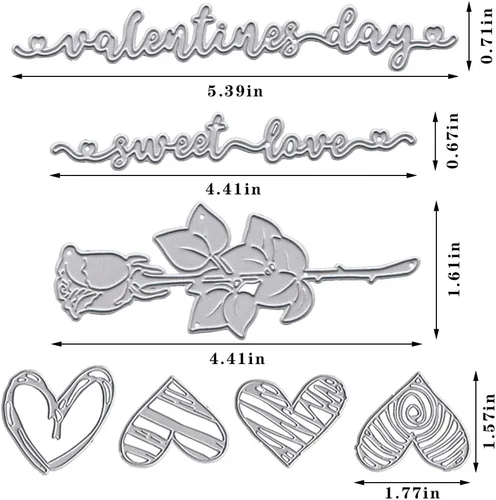Miniatura 2 de Hying Troqueles de corte de rosas para el día de San Valentín para hacer tarjetas y decoraciones de álbumes de fotos, marco de corazón, troquelados