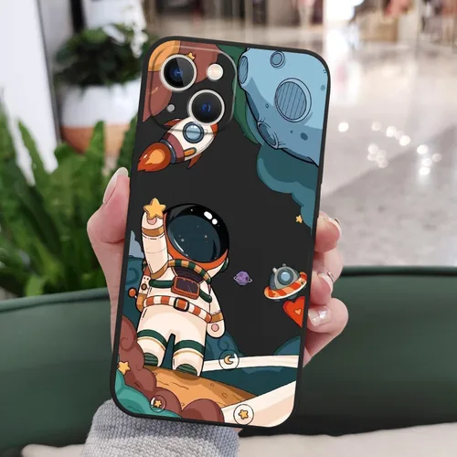 Miniatura 3 de LEECG Funda para iPhone 13 con diseño de mariposas y flores, diseño de astronauta, funda de teléfono con forro de microfibra suave, funda delgada