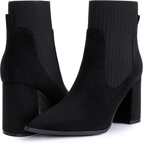 Miniatura 5 de Athlefit Botas de tobillo con punta puntiaguda para mujer con tacón alto y elástico
