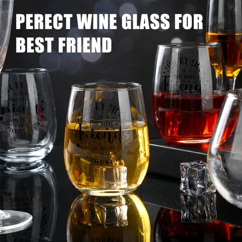 Miniatura 4 de Irenare Juego de 4 copas de vino de 15 onzas, regalos de amistad para mujeres, amigas, copas de vino sin tallo para cumpleaños, regalo galentino