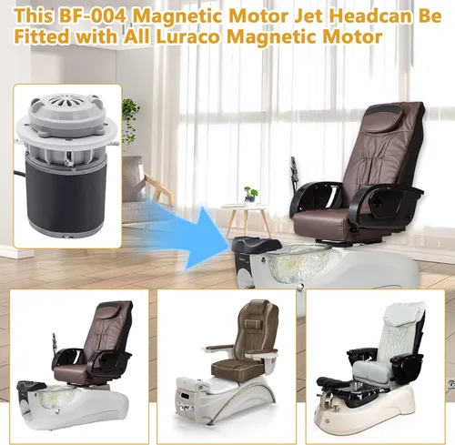 Miniatura 5 de BF-004 Motor de cabeza de chorro magnético sin tubería para pedicura silla de spa, reemplazo universal de pedicura Jet para LURACO Magnetic Jet