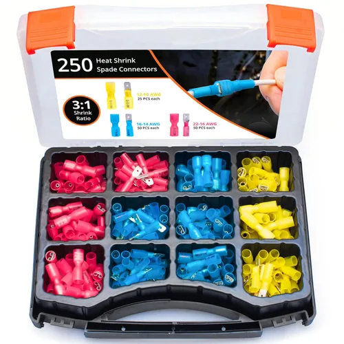 Miniatura 7 de Wirefy 90 conectores de pala termorretráctiles – Conectores de alambre de 3 vías – Conectores de doble pala – Terminales de desconexión rápida