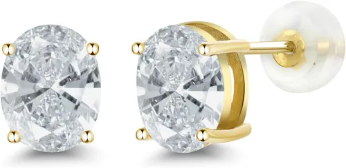 Miniatura 87 de Gem Stone King Aretes de oro de 14 quilates con piedra natal ovalada de 0.315 x 0.236 in Aretes de oro para mujer