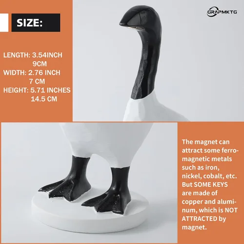 Miniatura 3 de GRAPMKTG Lindo soporte magnético para llaves de ganso de escritorio, estatua de escritorio, decoración divertida de dormitorio, regalos