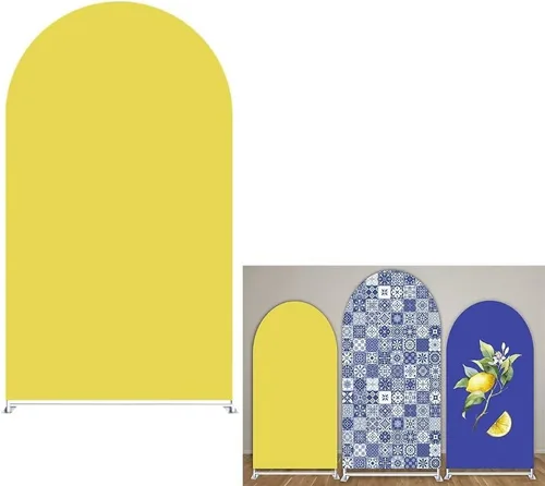 Fundas de fondo de arco de color amarillo limón sólido para banquete de cumpleaños, decoración de fiestas de porcelana, accesorios GX12