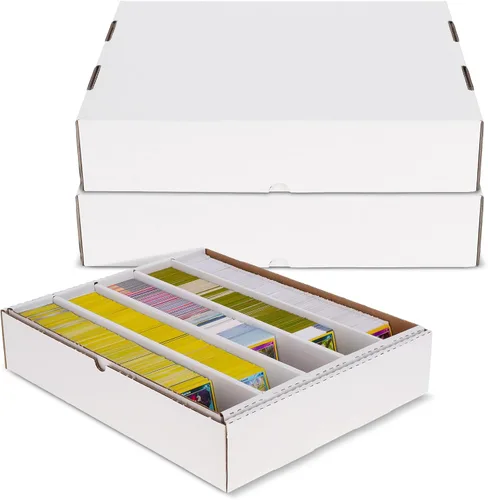 BCW Cajas de almacenamiento para tarjetas coleccionables de 5000 unidades (tapa completa), paquete de 10 unidades, organizador de almacenamiento de