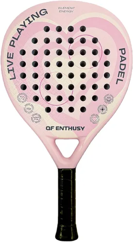 Padel Racket, Carbon Fiber Surface Padel Racquet, Lightweight, Ideal for Training/Matches Rosa