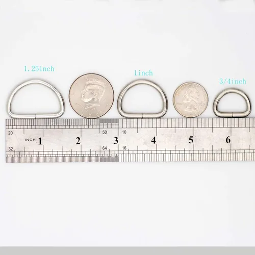 Miniatura 6 de JWBIZ Paquete de 50 anillos en D de metal resistentes extra gruesos de 0.150 in de grosor para coser llaveros, cinturones y correa de perro Plata