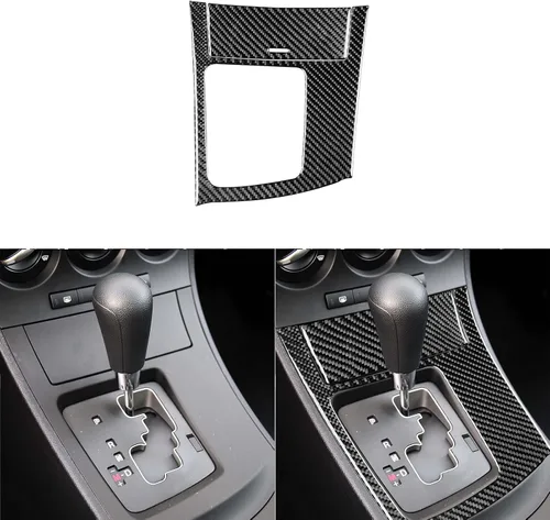 Miniatura 9 de Accesorios de fibra de carbono suave real para interior de coche, panel de cambio de marchas, cubierta de cenicero, calcomanía negra compatible
