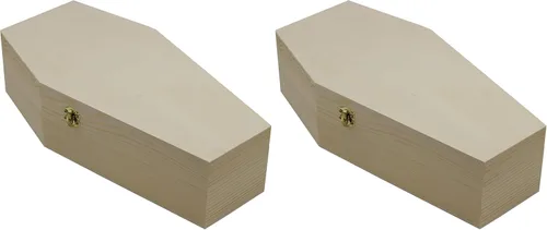 Miniatura 10 de Creative Hobbies Ataúdes funerarios pequeños de madera sin terminar de 6 pulgadas, tamaño de 6 x 3 x 1.75 pulgadas, rellenables para fiestas