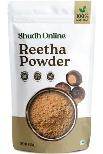 Homeda Reetha - Polvo para cabello, jabón orgánico de nueces en polvo para el cabello (17 oz - 500g) 100% puros indios polvos de baño - Aritha en