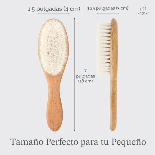 Miniatura 7 de Natemia Cepillo de madera para el pelo del bebé Cerdas suaves naturales para recién nacidos y niños pequeños Cuidado suave de la cuna Regalo