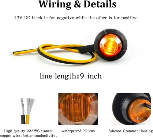 Miniatura 4 de FXC Luces LED de señalización de 3/4" redondas, indicadores de advertencia, luces laterales, frontales y traseras, luces de giro, cola y marcha
