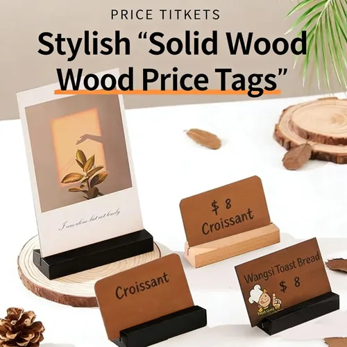 Miniatura 5 de 10 soportes de madera para tarjetas de lugar, color negro, soportes para tarjetas de fotos de madera para bodas, banquetes y fiestas, soporte