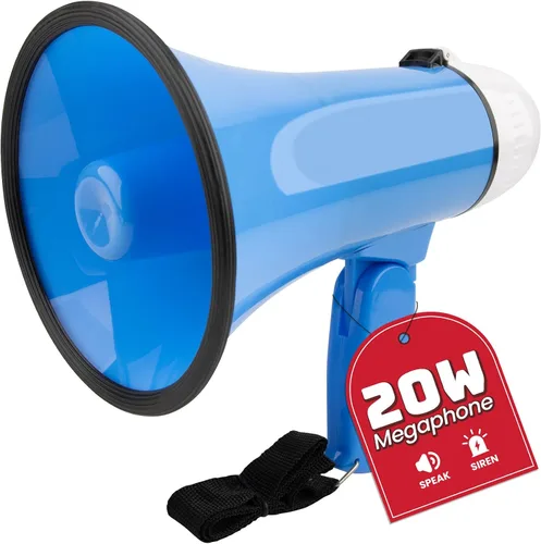 Miniatura 16 de MyMealivos 20W Megaphone Bullhorn, Built in Siren & 240s Recording, 5.4"×8.6" Portable Megaphone with Volume Control Cover Up to 300 feet+ for