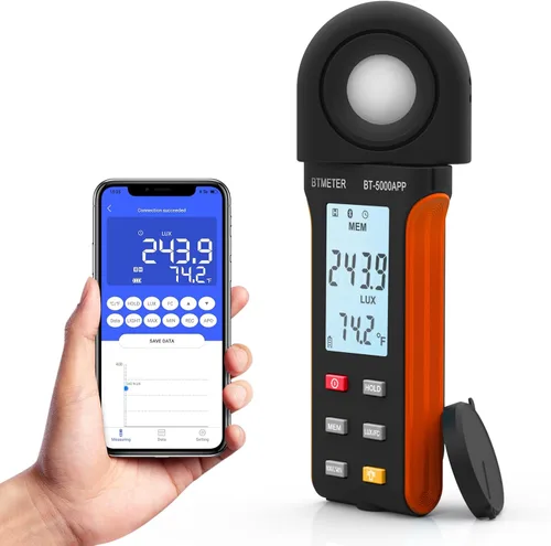 Miniatura 9 de BTMETER Light Lux Meter Logger BT-5000A, probador digital de lúmenes de medición de nivel de iluminación Intensidad 0.1 ~ 400.000 Lux(0.1 ~ 40.000