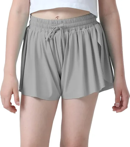 Miniatura 2 de Pantalones cortos fluidos con diseño de mariposa para niñas, pantalones cortos deportivos para niños pequeños y jóvenes con forro 2 en 1