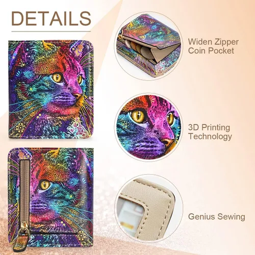 Miniatura 4 de APHISON Billetera para mujer, delgada y pequeña, cartera RFID para mujer, 08-0094