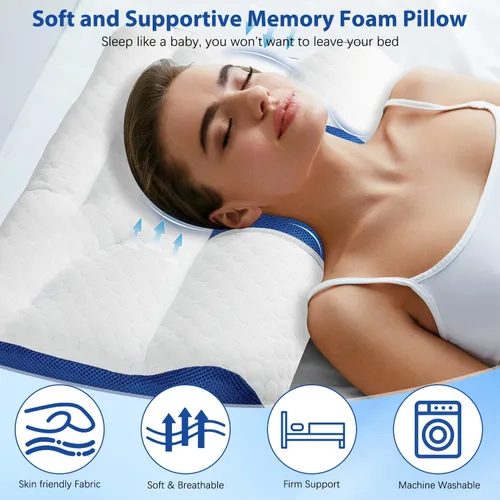 Miniatura 7 de Almohada ergonómica, almohada cervical para aliviar la tensión del cuello, almohada cervical para dormir, almohada cervical de apoyo cervical