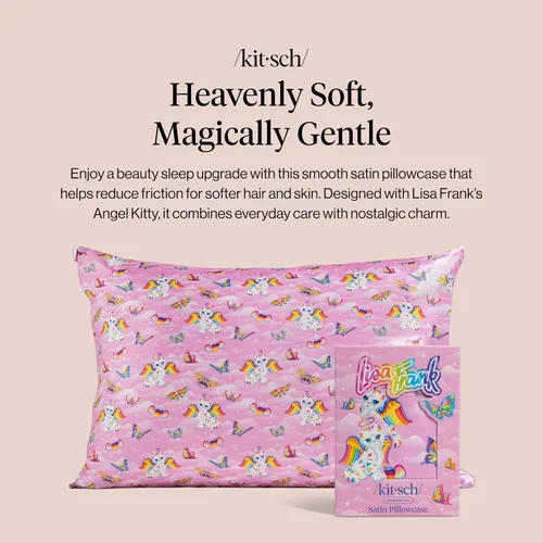 Miniatura 2 de Lisa Frank x Kitsch - Funda de almohada de satén con cremallera para cabello y piel, más suave que las fundas de almohada de seda, funda de almohada