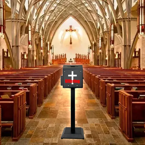 Miniatura 9 de Caja de sugerencias con soporte, caja de ofertas de pie, con cerradura de combinación de metal, caja fuerte para votar, caridad, donación, iglesia