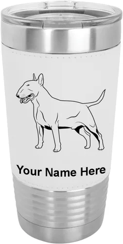 Miniatura 22 de LaserGram Vaso aislado al vacío de 20 onzas, perro Bull Terrier, grabado personalizado incluido (piel sintética, estilo béisbol)
