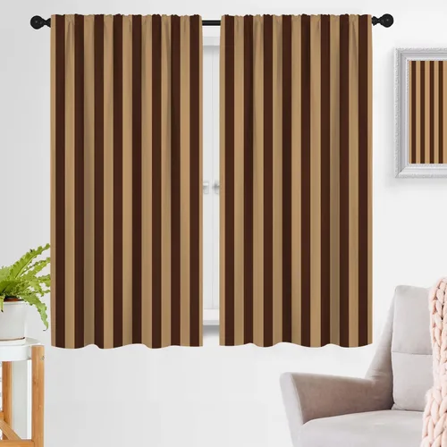 Miniatura 15 de zokyer Cortinas de ventana a rayas beige crema, modernas rayas verticales de 63 pulgadas de largo, 2 paneles, cortinas bohemias neutras para niños